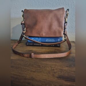 Aimee Kestenberg Cognac Pebbled Leather Crossbody | Quiet Luxury EUC